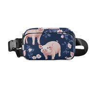 Sac banane tendance - Esthétique - Motif mésange touffeté - Oiseaux bleu marine - Pour homme et femme - Mini sac de poitrine à bandoulière avec sangle réglable - Sacs de sport pour voyage, shopping