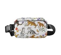 Sac banane tendance - Esthétique - Motif mésange touffeté - Oiseaux bleu marine - Pour homme et femme - Mini sac de poitrine à bandoulière avec sangle réglable - Sacs de sport pour voyage, shopping