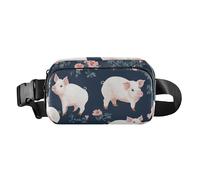 Sac banane tendance - Esthétique - Motif mésange touffeté - Oiseaux bleu marine - Pour homme et femme - Mini sac de poitrine à bandoulière avec sangle réglable - Sacs de sport pour voyage, shopping