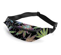 Sac Banane Tendance et raffiné, orné de Motifs de Feuilles de Cannabis néon colorées, avec Grande capacité.