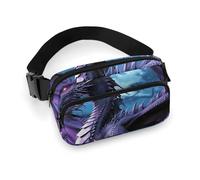 Sac banane tendance grande capacité en sergé violet dragon violet lune imprimé, un article indispensable pour les voyages mains libres, Purple Dragon Purple Moon, 20x13cm