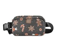 Sac banane tendance gris pain d'épice pour femme, grand sac banane imperméable et lumineux, gris pain d'épice tendance, 20,3 x 13,5 x 5,8 cm, drôle mignon, gris pain d'épice tendance, 20,3 x 13,5 x