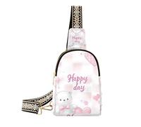 Sac banane tendance Happy Day Ours Cœur Peach Sac banane multifonction pour femme pour voyage, Happy Day Ours Cœur Pêche, 1 size