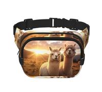 Sac banane tendance imprimé alpaga lama2 pour femme, sac banane pour voyage, course à pied, noir, One Size