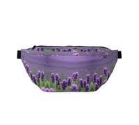 Sac banane tendance imprimé castor avec poches zippées, grande capacité, Fleurs de couleur lavande violette, One Size
