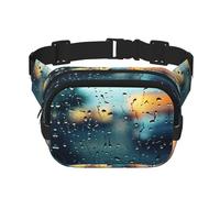 Sac banane tendance imprimé gouttes de pluie sur verre pour femme pour voyage, course à pied, noir, One Size