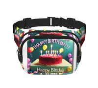 Sac banane tendance imprimé Happy Birthday - Unisexe - Sac banane de voyage tendance - Noir - Taille unique