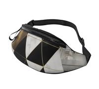 Sac banane tendance, moderne, noir, blanc, doré, triangles imprimés, sac banane personnalisé, sac à bandoulière léger et polyvalent pour les aventures quotidiennes et en plein air, Noir , Taille