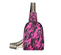 Sac banane tendance noir à texture de marbre irrégulière pour femme Sac banane multifonction pour femme pour voyage, Texture marbre irrégulière Black Peach