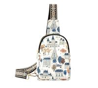 Sac banane tendance Paris Castel Handy Drawn pour femme en cuir mignon sac banane pour la randonnée, paris castel handy drawn