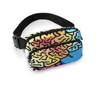 Sac banane tendance pour cerveau gauche et droit avec sangle réglable pour entraînement en plein air, cyclisme, unisexe, blanc, 20 x 13 cm, sac banane, blanc, 20x13cm, Sac banane