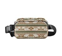Sac banane tendance pour femme d'affaires rétro bobo floral rayé marron vert sac à main avec sangle réglable multifonction pour voyage, gym, travail