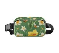 Sac banane tendance pour femme et homme Motif fleurs pivoines jacinthes basilic Blush, Fleurs Jonquilles Fleur Papillons Vert, 1 size
