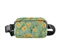 Sac banane tendance pour femme et homme Motif fleurs pivoines jacinthes basilic Blush, Fleurs Printemps Jonquilles Fleur Papillons Vert, 1 size