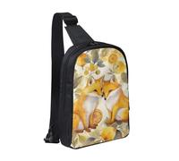 Sac banane tendance pour femme et homme - Sac banane décontracté - Le lion a les cheveux longs - Pour voyage, randonnée, Feuilles d'aquarelle jaunes, Taille unique