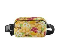 Sac banane tendance pour femme, homme, adolescent, avec sangle réglable pour voyage, gym, travail, Bees Happy Good Luck Honey Flowers, 1 Size