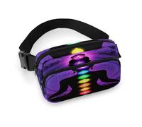 Sac Banane Tendance pour Femme, Petit Format, Portable, avec Sangle réglable, Motif Lotus et Mandala Violet, méditation et Yoga des Sept Chakras