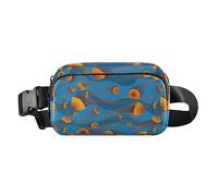 Sac banane tendance pour femmes, hommes, adolescents, ceinture de poitrine multifonction, sac banane avec sangle réglable pour voyage, shopping, course à pied, méduse orange flottante, bleu foncé,
