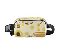 Sac banane tendance pour femmes, hommes, adolescents, grande capacité, portefeuille de voyage avec sangle réglable pour cyclisme, randonnée, gym, abeille, bonheur, dessins animés, seau à miel, Bee