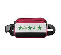 Sac banane tendance pour femmes, hommes, adolescents, mini sac à bandoulière essentiel de voyage avec sangle réglable pour voyage, shopping, course à pied, drapeau de la République d'Irak, noir et