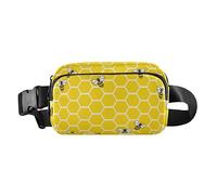 Sac banane tendance pour femmes, hommes, adolescents, mini sac de sport à bandoulière avec sangle réglable pour l'entraînement, la course à pied, la randonnée, sans couture, abeilles « Happy Good Gold