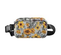 Sac banane tendance pour femmes, hommes, adolescents - Motif fleurs d'automne et romarin - Or rose, Fleurs Jonquille Anémone Dahlia Argent, 1 size