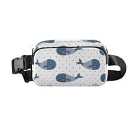 Sac banane tendance pour femmes, hommes, adolescents, petit sac à main croisé avec sangle réglable pour le shopping, le sport, le travail, baleine, dessin animé, poisson bleu, Baleine dessin animé