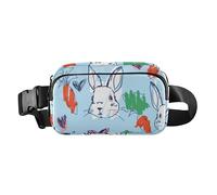 Sac banane tendance pour femmes, hommes, adolescents, petit sac banane à fermeture éclair avec sangle réglable pour voyage, vacances, course à pied, lièvre mignon lapin, Lapin lièvre mignon, Taille