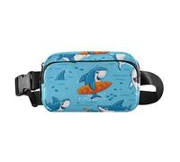 Sac banane tendance pour femmes, hommes, adolescents, petit sac banane avec sangle réglable pour cyclisme, randonnée, gym, poisson bleu, mer, dessin animé mignon, Mignon dessin animé poisson bleu mer,