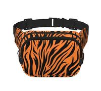 Sac banane tendance pour homme et femme avec motif à rayures tigrées orange pour entraînement, course à pied, voyage, randonnée, Noir , Taille unique