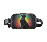 Sac banane tendance pour homme et femme avec sangle réglable pour entraînement, course à pied, randonnée, Dessin animé Tarot astrologie chat noir, 1 size