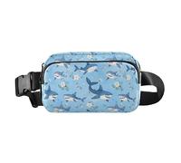 Sac banane tendance pour homme et femme avec sangle réglable pour le shopping, le sport, le travail, dessin animé mignon poisson mer bleu, 1 size