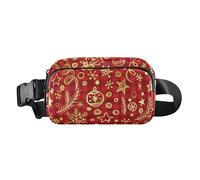 Sac banane tendance pour homme et femme avec sangle réglable pour voyage, shopping, course à pied, motif écossais doré et rouge, Motif écossais Merry Christmas Buffalo doré rouge, Taille unique