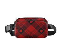 Sac banane tendance pour homme et femme - Grande capacité - Avec sangle réglable - Pour voyage, shopping, course à pied, Happy Valentine's Day Buffalo Plaid Tartan Check Scotland, 1 size
