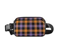 Sac banane tendance pour homme et femme - Imperméable - Réglable - Motif écossais écossais écossais - Violet et orange - 20,3 x 13,5 x 5,8 cm - Rétro, Halloween Buffalo Plaid Tartan Carreaux Écosse