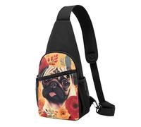 Sac banane tendance pour homme et femme - Motif à pois colorés - Pour voyage, randonnée, Fleur de carlin, Taille unique