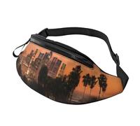 Sac banane tendance pour homme et femme Motif palmiers Los Angeles, léger, réglable, poches à fermeture éclair, pour voyage, sport, randonnée, Motifs de mode, Taille unique, Sac de voyage