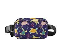 Sac banane tendance pour homme et femme - Petit sac banane avec sangle réglable pour voyage, course à pied, randonnée, tortues de mer, algues, Algues tortues de mer sans couture, Taille unique,