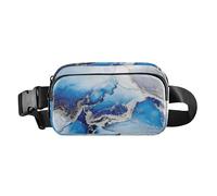 Sac banane tendance pour homme et femme - Petit sac de poitrine à bandoulière avec sangle réglable pour voyage, salle de sport, travail, bleu argenté, marbre abstrait liquide, Liquide Marbre Abstrait