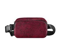 Sac banane tendance pour homme et femme - Résistant à l'eau - Avec sangle réglable - Pour voyage, vacances, course à pied - Motif floral rouge, Totem floral rouge bohème en lambeaux, Taille unique