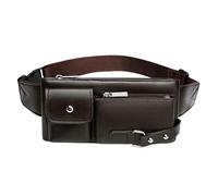 Sac banane tendance pour homme et femme - Sac banane décontracté - Grand sac de ceinture en cuir - Sac de voyage pour l'extérieur - Pour les sorties, Marron-L, One Size