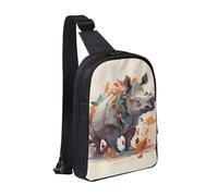Sac banane tendance pour homme et femme - Sac banane décontracté - Motif palmiers sur l'île - Pour voyage, randonnée, Animaux dessinés à la main, Taille unique