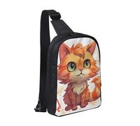 Sac banane tendance pour homme et femme - Sac banane décontracté - Motif palmiers sur l'île - Pour voyage, randonnée, Chat orange, Taille unique