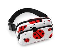 Sac Banane Tendance pour Homme, Petit Format, Portable, avec bandoulière réglable, Motif Coccinelle, Rouge, Noir, Pois Blancs