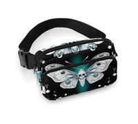 Sac Banane Tendance pour Homme, Sac Banane Portable, avec Sangle réglable pour la Course à Pied, la randonnée, Les Voyages, l'occultisme, Le Gothique, Le Papillon de Nuit, Le crâne Mort et la Lune