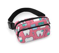 Sac Banane Tendance pour Homme, Sac Banane Portable, avec Sangle réglable pour la Course, la randonnée, Les Voyages, Motif Dentaire sans Couture, Rose
