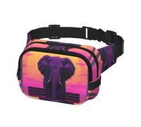 Sac banane tendance pour homme - Sac banane pour femme - Éléphant solitaire debout sur la plage, multicolore, Taille unique, Ceinture porte-monnaie