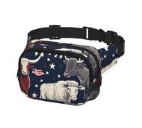 Sac banane tendance pour homme - Sac banane pour femme - Motif vache aquarelle avec drapeau américain, multicolore, Taille unique, Ceinture porte-monnaie
