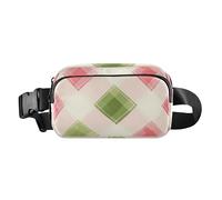 Sac banane tendance rose vert à carreaux de buffle pour femmes, hommes, adolescents, mini sac à bandoulière avec sangle réglable pour voyage, shopping, course à pied, Rose/vert Buffalo Plaid Carreaux