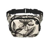 Sac banane tendance unisexe à motif floral et herbes botaniques pour l'entraînement, la course, les voyages et la randonnée, Noir , Taille unique